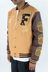 Rebel Minds Live and Love Melton Varcity Jacket (Caramel)