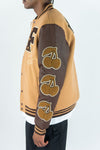 Rebel Minds Live and Love Melton Varcity Jacket (Caramel)