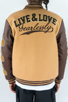 Rebel Minds Live and Love Melton Varcity Jacket (Caramel)