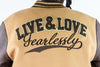 Rebel Minds Live and Love Melton Varcity Jacket (Caramel)