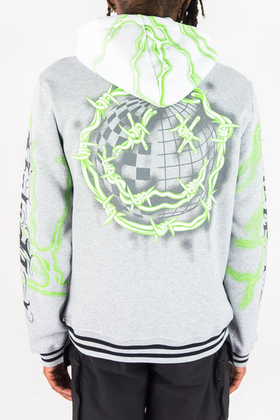 Rebel Minds Humble Fleece Varsity Jacket (Grey)