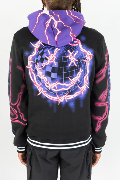 Rebel Minds Humble Fleece Varsity Jacket (Black)