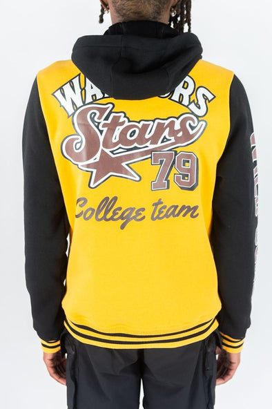 Rebel Minds Worriors Fleece Varsity Jacket (Gold)
