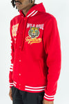 Rebel Minds Wild Soul Fleece Varsity Jacket (Red)