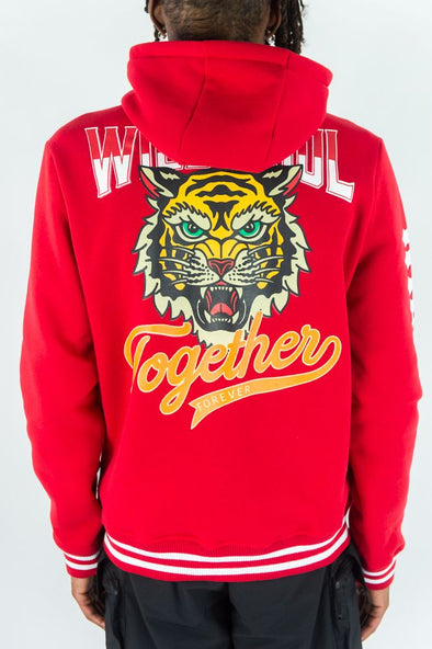 Rebel Minds Wild Soul Fleece Varsity Jacket (Red)