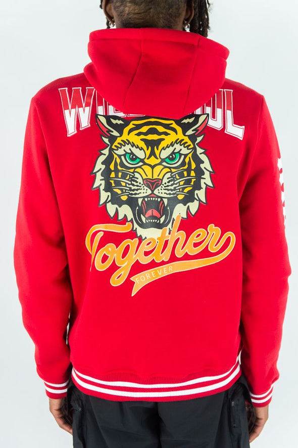 Rebel Minds Wild Soul Fleece Varsity Jacket (Red)