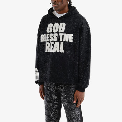 Voyage Studio God Bless Real Crop Hoodie (Black)