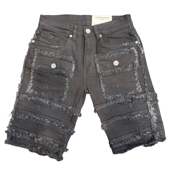 【HI FI FNK】Jerry Raw Denim Bermuda FWRD Denim Jean Short (Jet Black)