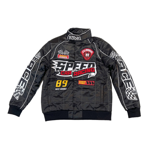 R3bel Embroidered Patches Racing Jacket (Black)