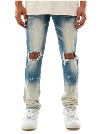 KDNK Ombre Bleached Skinny Jean (Dark Blue)