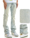 KDNK Rhine Stone Stacked Jean with Chain (Light Blue)