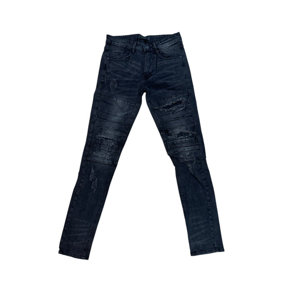 【DISCERNMENT】Milk black over denim jeans CIRCUIT' DENIM - charcoal — SACHRAGA