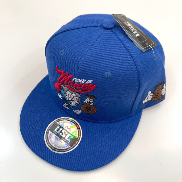 US Cotton Time is Money Snapback Hat (Blue) / 2 for $20