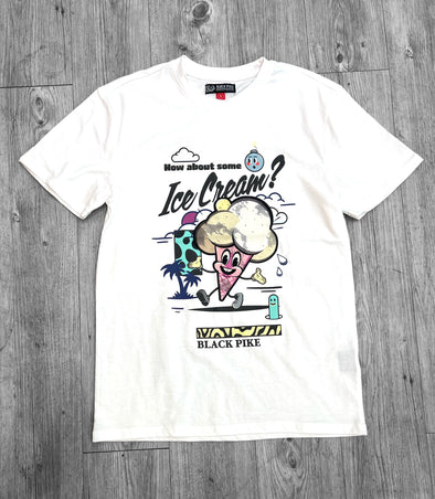 Black Pike Ice Cream Patch Embroidred Tee (White)