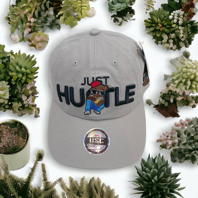 US Cotton Just Hustle Dad Hat (Grey)