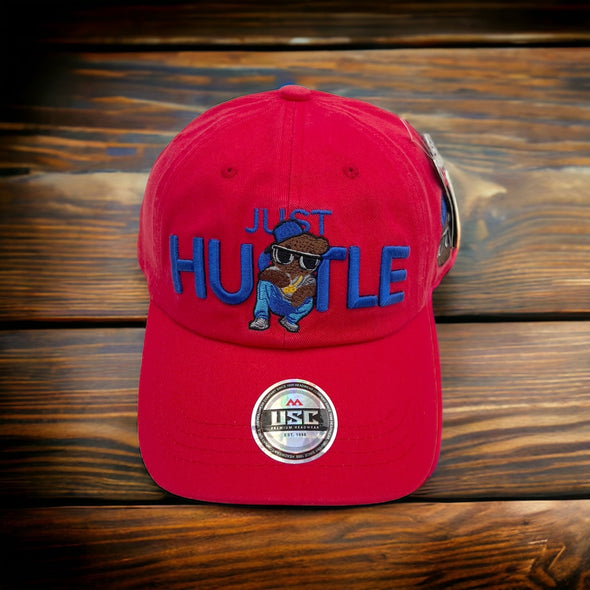 US Cotton Just Hustle Dad Hat (Red) / 2 for $20