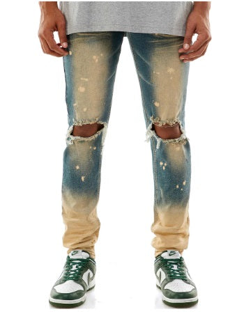 KDNK Ombre Bleached Skinny Jean (Tinted Blue)