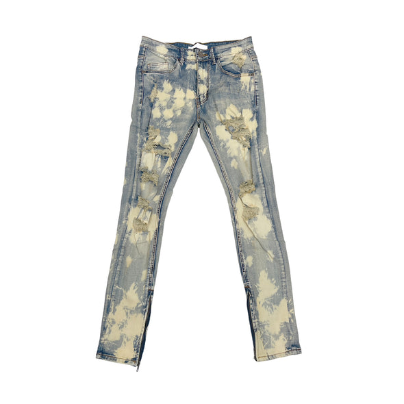 KDNK Bleached Spot Denim Jean (Medium Vintage Blue)