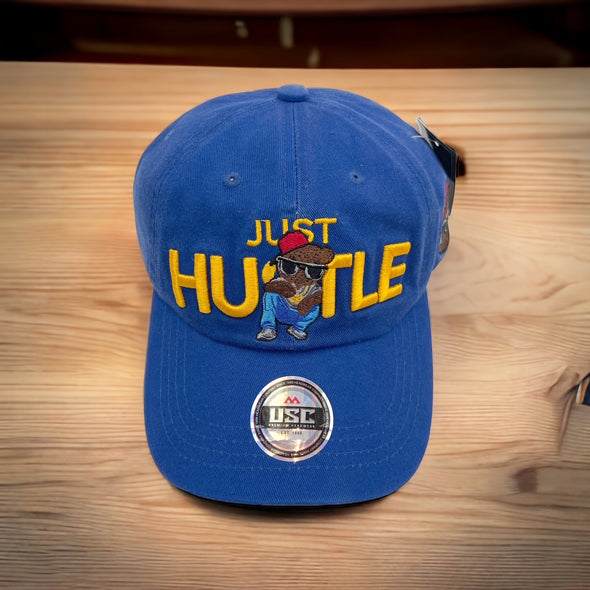 US Cotton Just Hustle Dad Hat (Blue) / 2 for $15