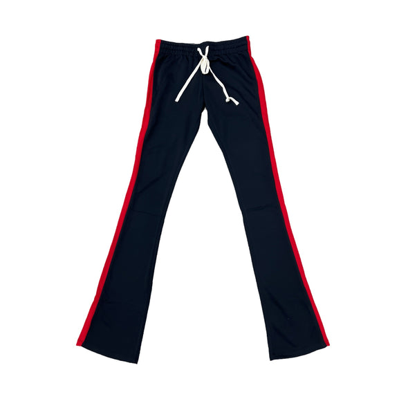 12 am Nation Single Strip Stacked Track Pant (Black/Red)