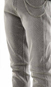 KDNK Rhine Stone Stacked Jean with Chain (Grey)