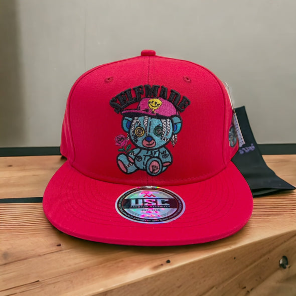 US Cotton Selfmade Snapback Hat (Red) / 2 for $20