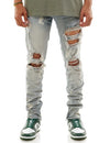 KDNK Bleached Ankle Zip Skinny Jean (Steel Blue)