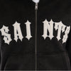Copper Rivet Saints Mohair Hoodie with Pearl Details (Black)