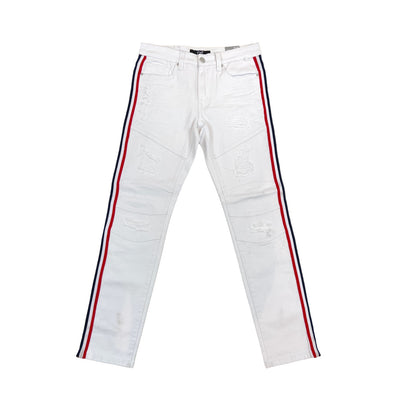 OPS Stripe Biker Jean (White/Red/Black)