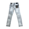 Copper Rivet Washed Ripped Wrinkle Jean (Grey)