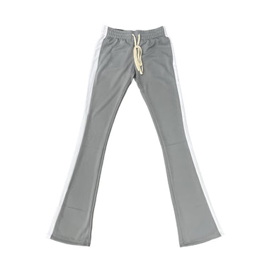 12 am Nation  Single Strip Stacked Track Pant (Grey/White)
