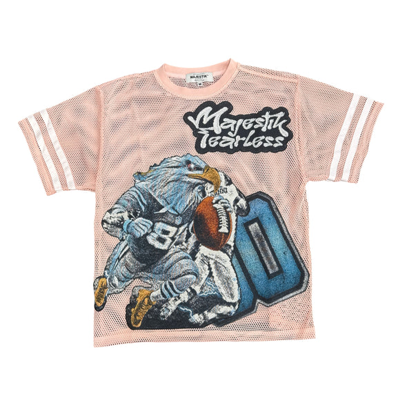 Majestik Eagle Oversized Mesh Croptop Tee (Light Pink)