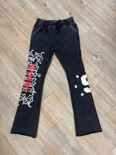 Copper Rivet Fleece Stacked Pant (Black)