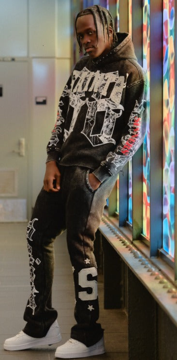 Copper Rivet Saint Crop Hoodie (Black)