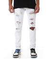 KDNK Distroyed Ankle Zipper Skinny Denim Jean (White)