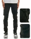 KDNK Jacquard Patched Skinny Denim Jean (Black)