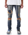 KDNK Under Patched Anker Zipper Denim Jean (Tinted Dark Blue)