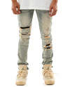 KDNK Contrast Under Patched Skinny Denim Jean (Blue)