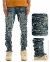 KDNK Symmetircal Patched Skinny Denim Jean (Blue)