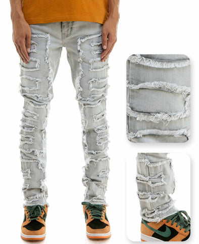 KDNK Symmetircal Patched Skinny Denim Jean (Grey)