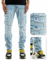 KDNK Symmetircal Patched Skinny Denim Jean (Light Blue)