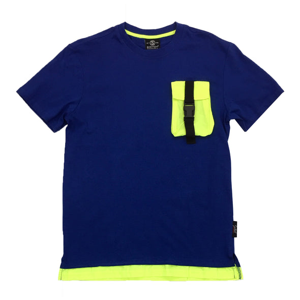 Switch Pocket Strap Tee (Blue/Lime) - Fashion Landmarks
