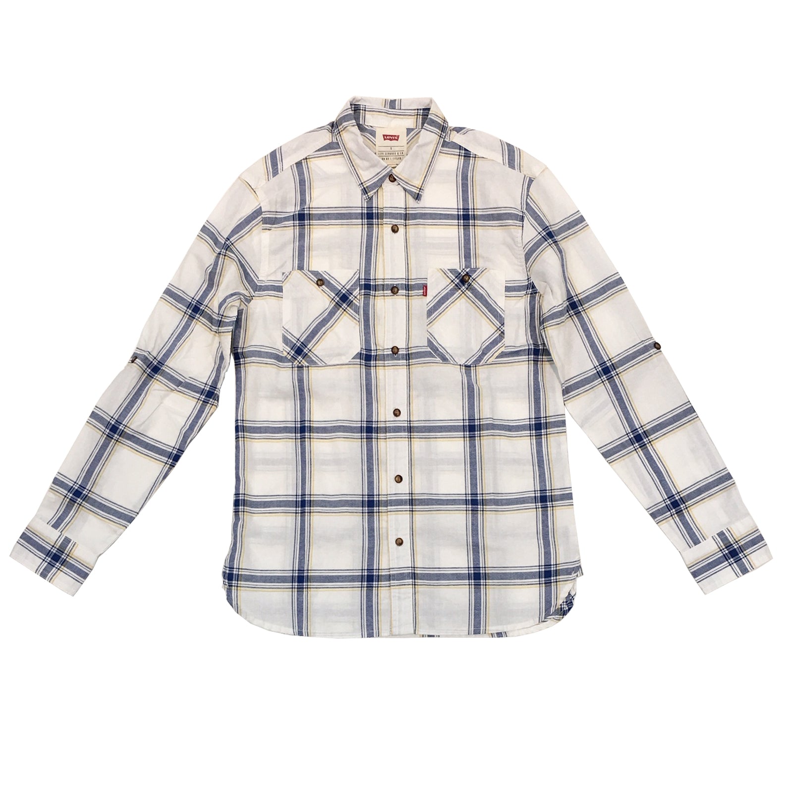 Levis Button Down Long Sleeve Shirt (White/Blue) Levis Button Down Long Sleeve Shirt (White/Blue)