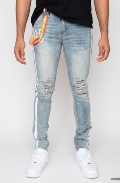 G-Squared Striped Ripped Jean (Cool Blue)