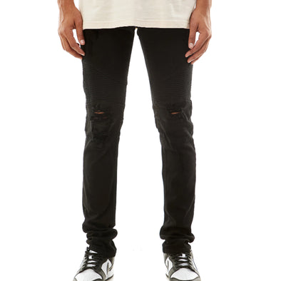 KDNK Destroyed Moto Denim Pant (Jet Black)