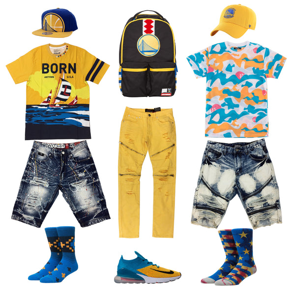 Blue and yellow nike outfit top