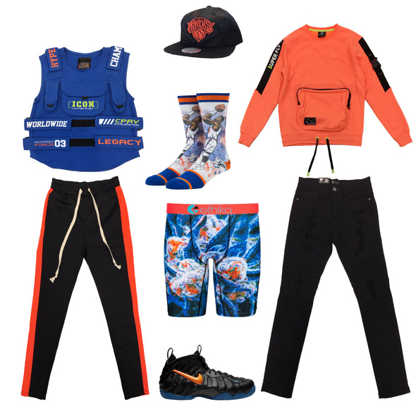 Nike Air Foamposite Knicks Outfit - Fashion Landmarks