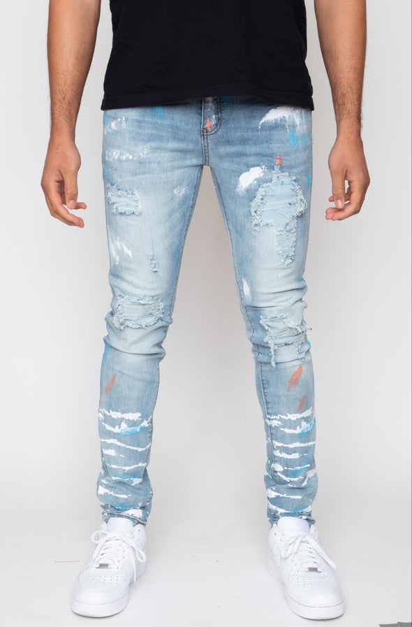 G-Squared Paint Ripped Jean (Light Blue)