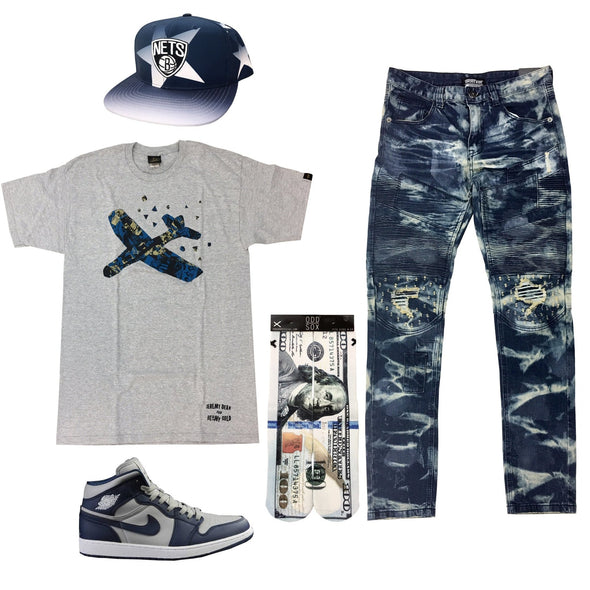 Air Jordan 1 Navy and Cool Grey Outfit - UPSTREAMERS