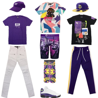 Air Jordan Retro 13 White/Court Purple Outfit - UPSTREAMERS